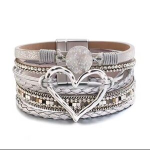 NWT Silver Leather Wrap Bracelet